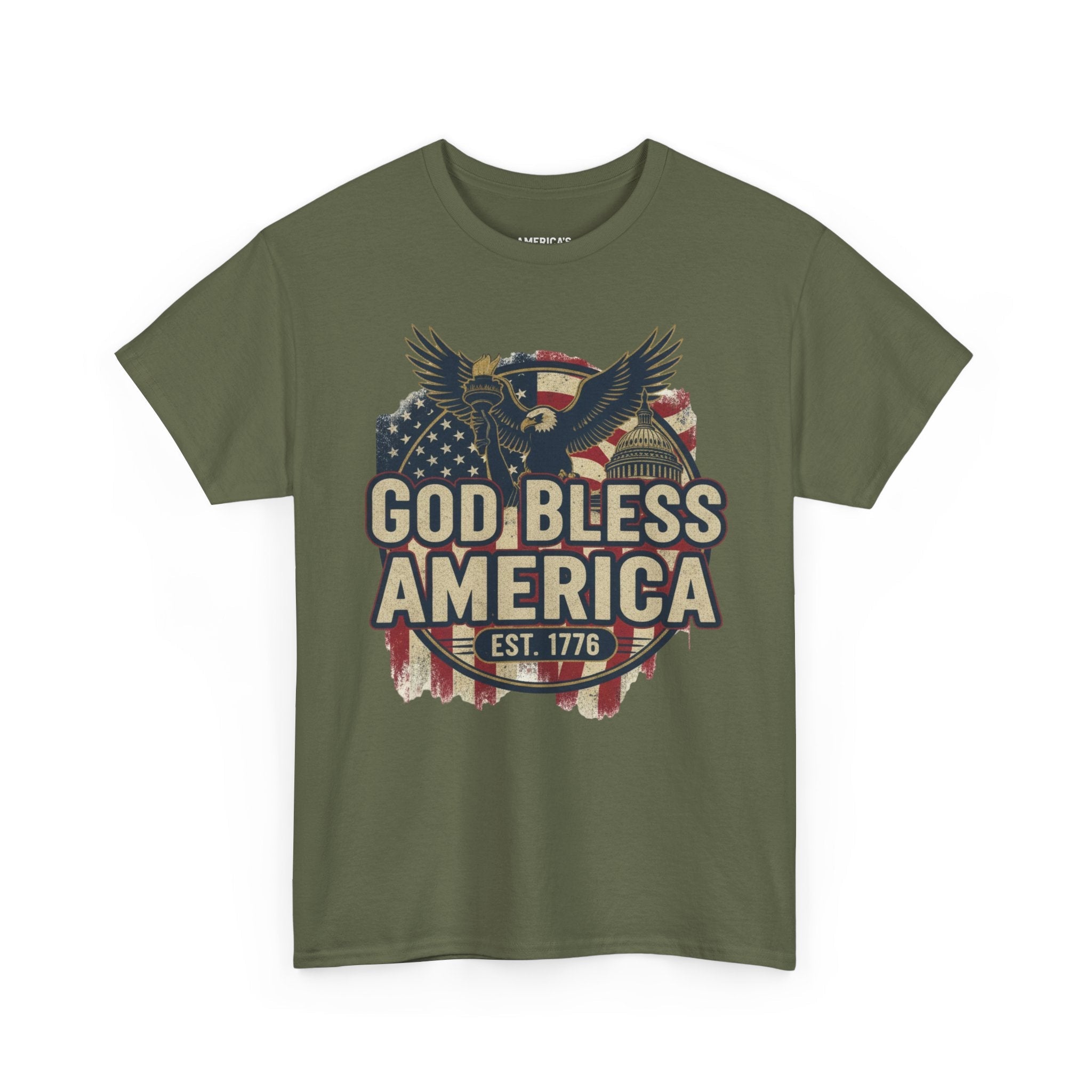 God Bless America 1776 Patriotic T-Shirt – Vintage American Heritage Tee Printify