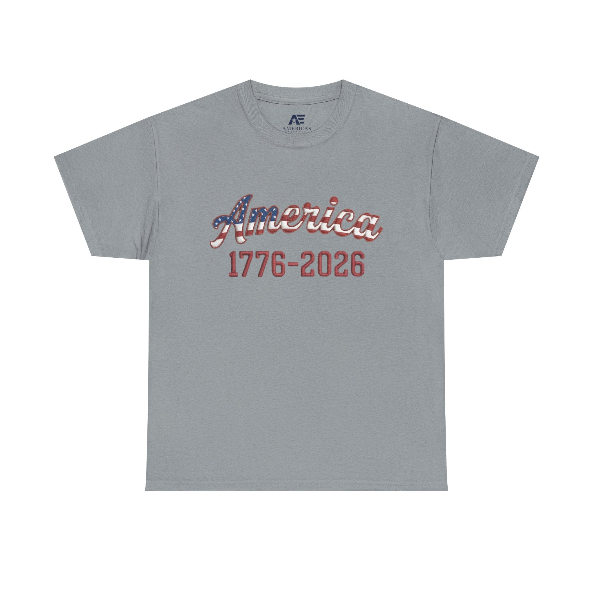 "America 1776–2026" Patriotic Unisex Cotton T-Shirt – Gildan 5000 Heavy Tee FIXED