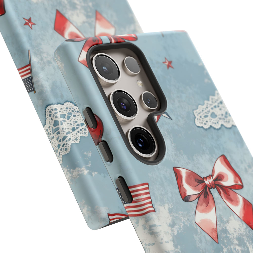 Americana Coquette Cherry Bow Phone Case Printify