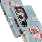 Americana Coquette Cherry Bow Phone Case Printify