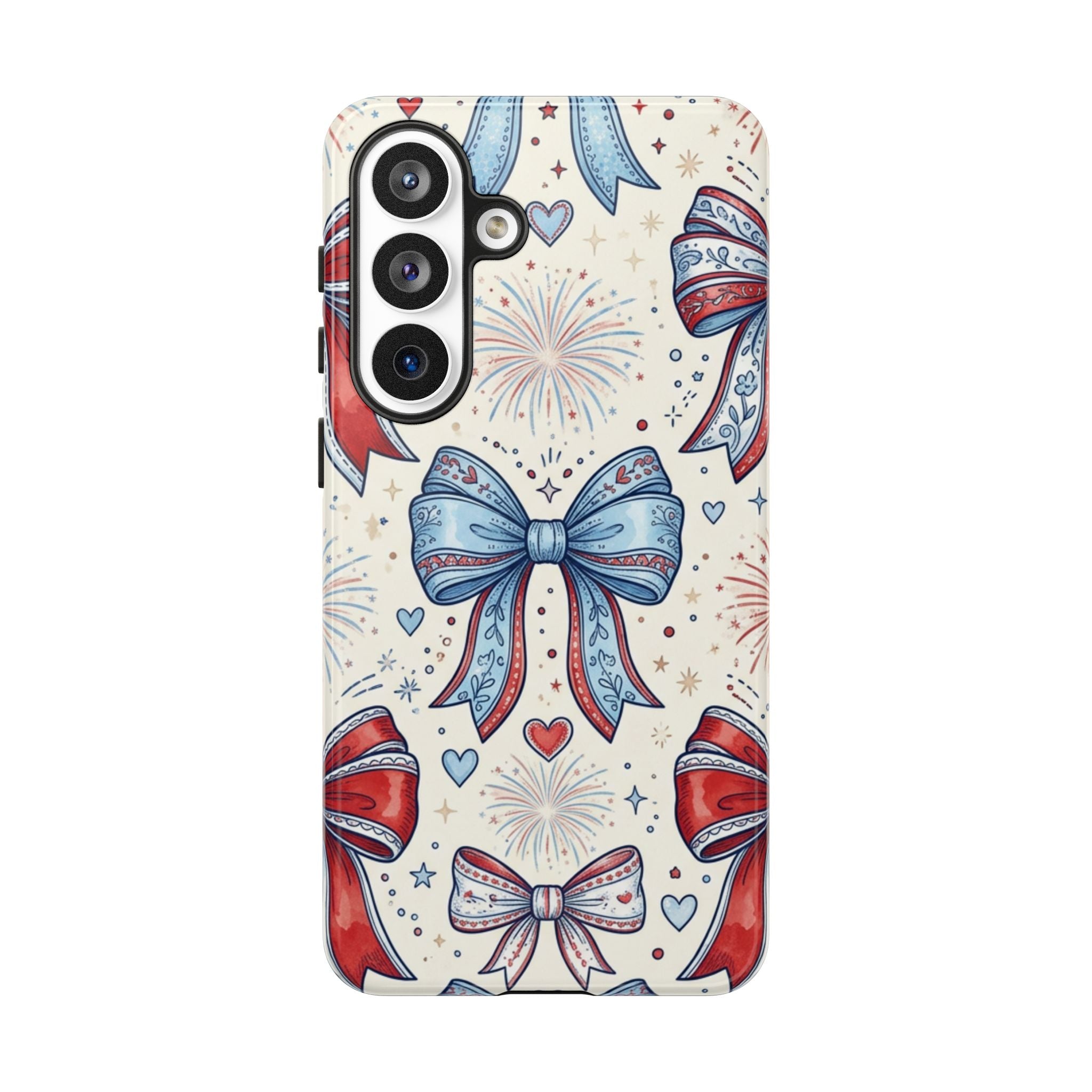 Patriotic Coquette Bows Phone Case – Americana Ribbon & Fireworks Design Printify