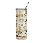 20oz Stainless Steel Tumbler — Nautical Turtles, Sailboats & Lighthouses Printify