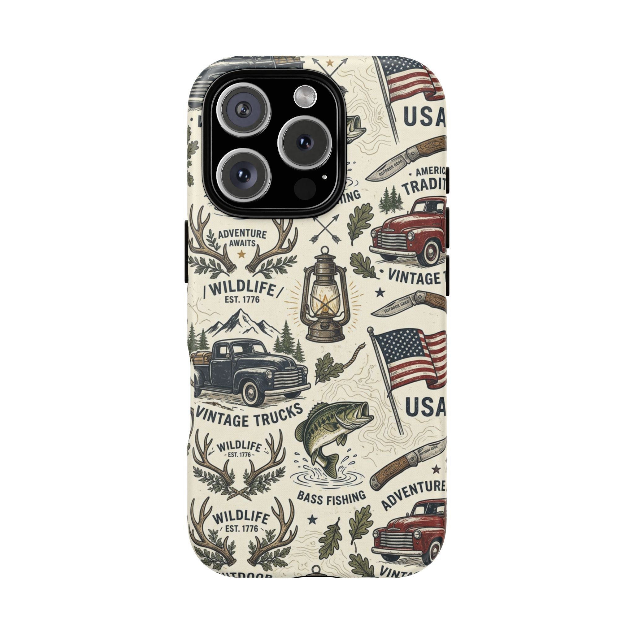 Patriotic Outdoors Phone Case – Bass Fishing & Vintage Americana Case Printify