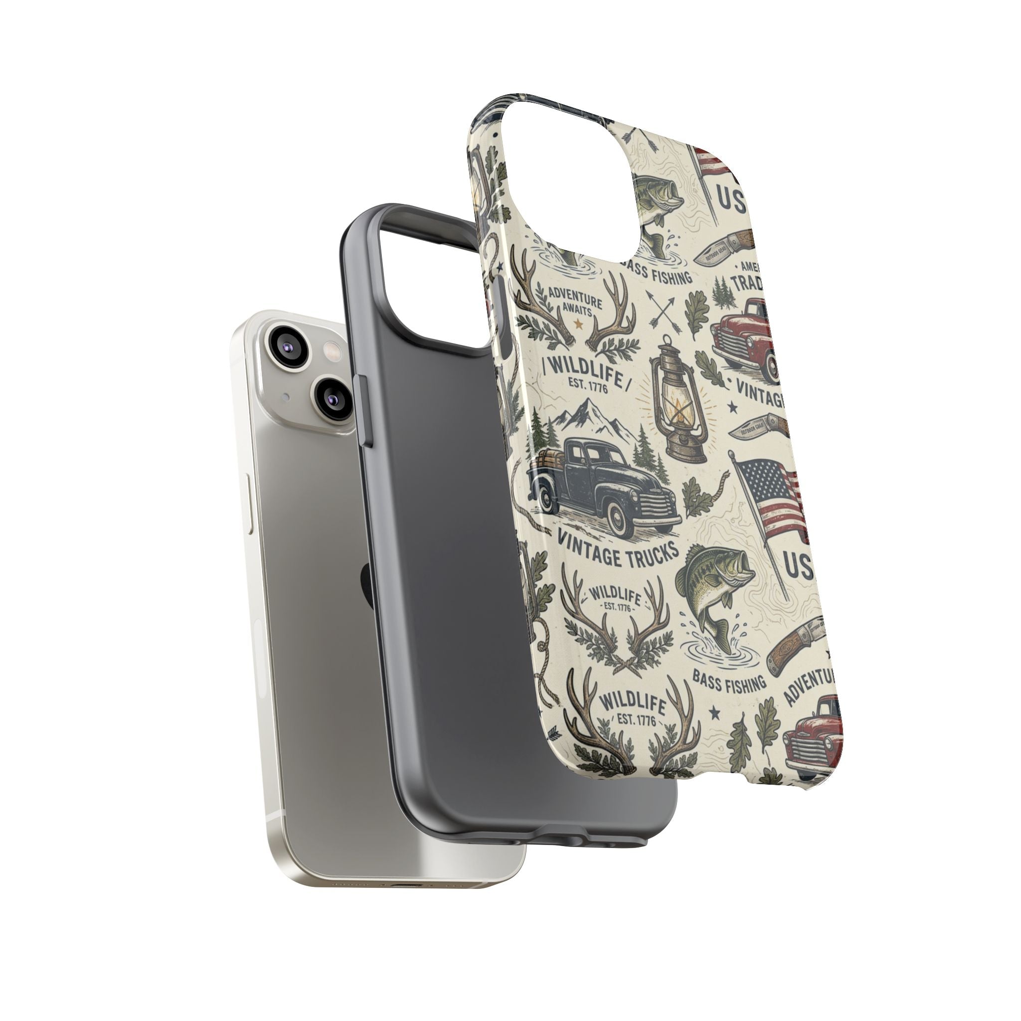 Patriotic Outdoors Phone Case – Bass Fishing & Vintage Americana Case Printify