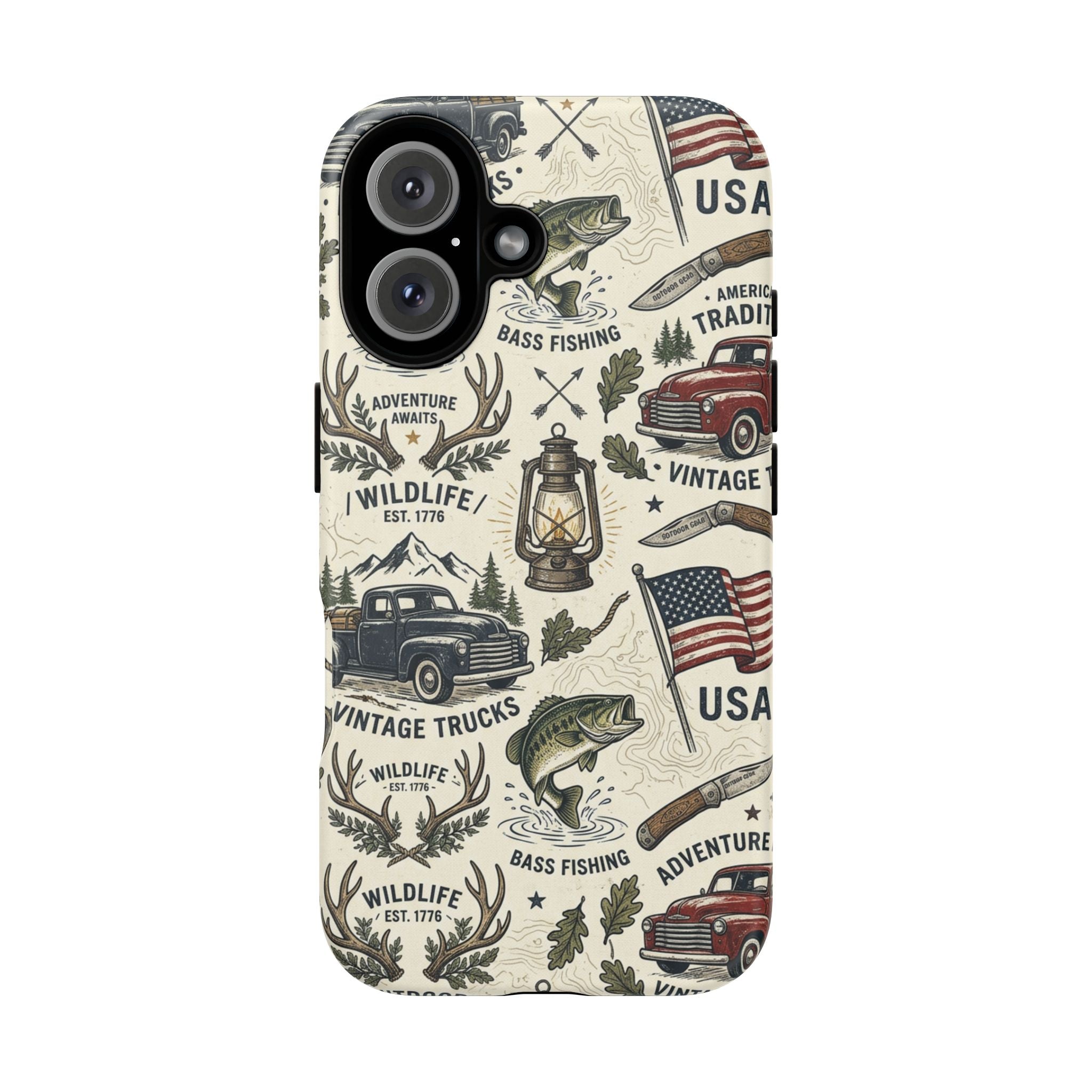 Patriotic Outdoors Phone Case – Bass Fishing & Vintage Americana Case Printify