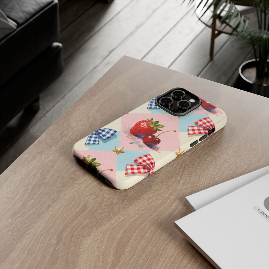 Americana Coquette Cherry Picnic Phone Case Printify