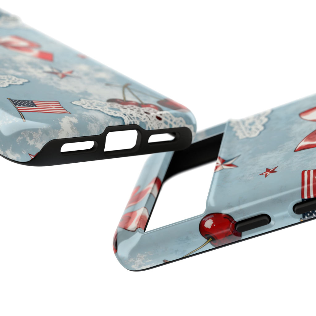 Americana Coquette Cherry Bow Phone Case Printify