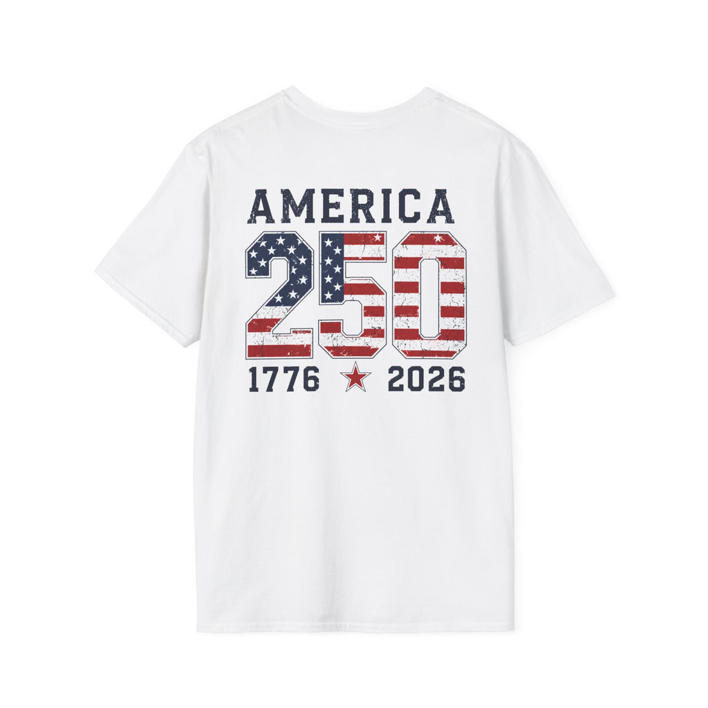 American Flag Pocket T-Shirt — "America's" Small Logo Patriotic Tee Printify