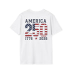 American Flag Pocket T-Shirt — "America's" Small Logo Patriotic Tee Printify