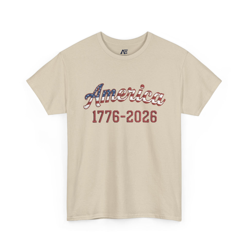 "America 1776–2026" Patriotic Unisex Cotton T-Shirt – Gildan 5000 Heavy Tee FIXED