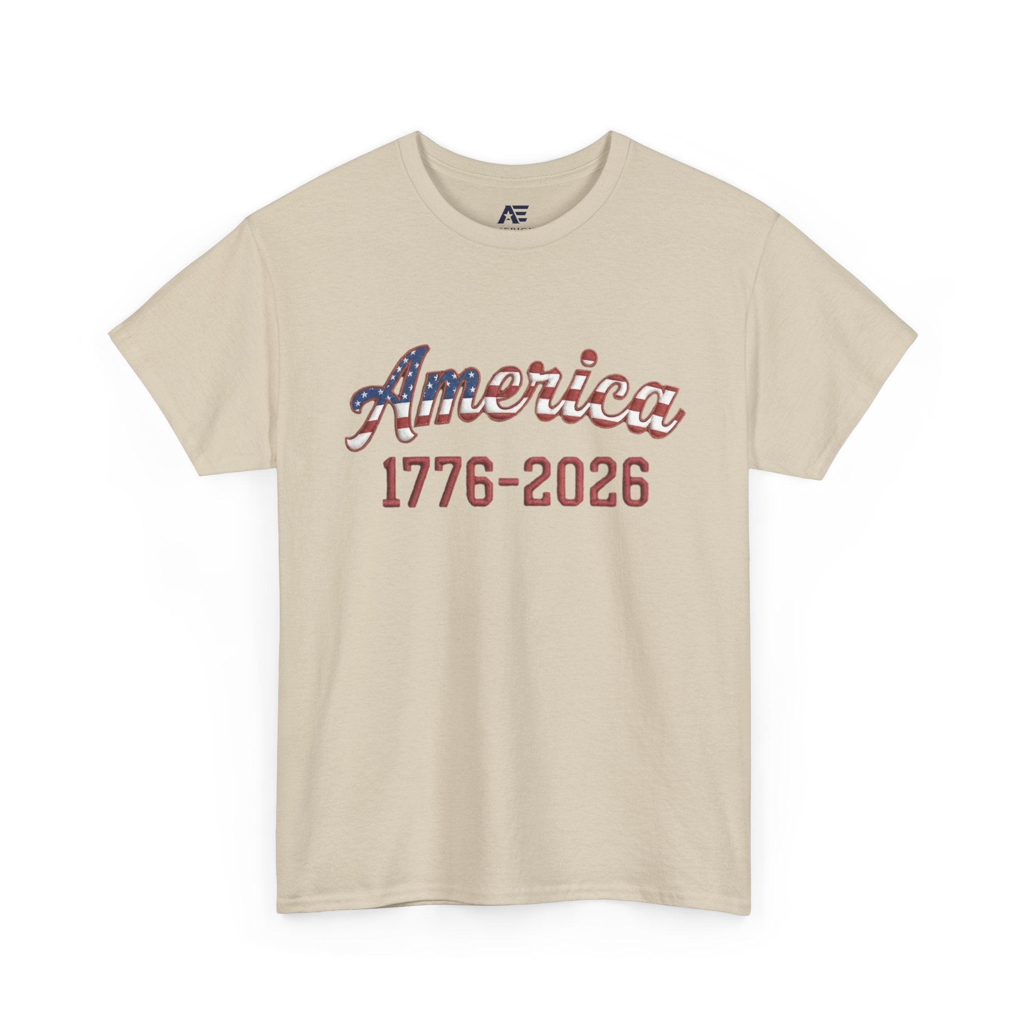 "America 1776–2026" Patriotic Unisex Cotton T-Shirt – Gildan 5000 Heavy Tee FIXED