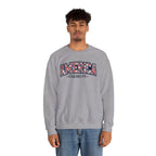 America Floral Varsity Crewneck Sweatshirt – Vintage Patriotic Pullover Printify