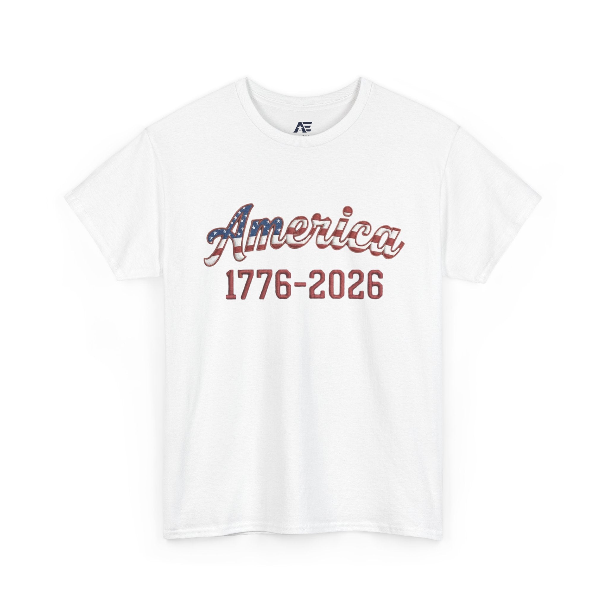 "America 1776–2026" Patriotic Unisex Cotton T-Shirt – Gildan 5000 Heavy Tee FIXED