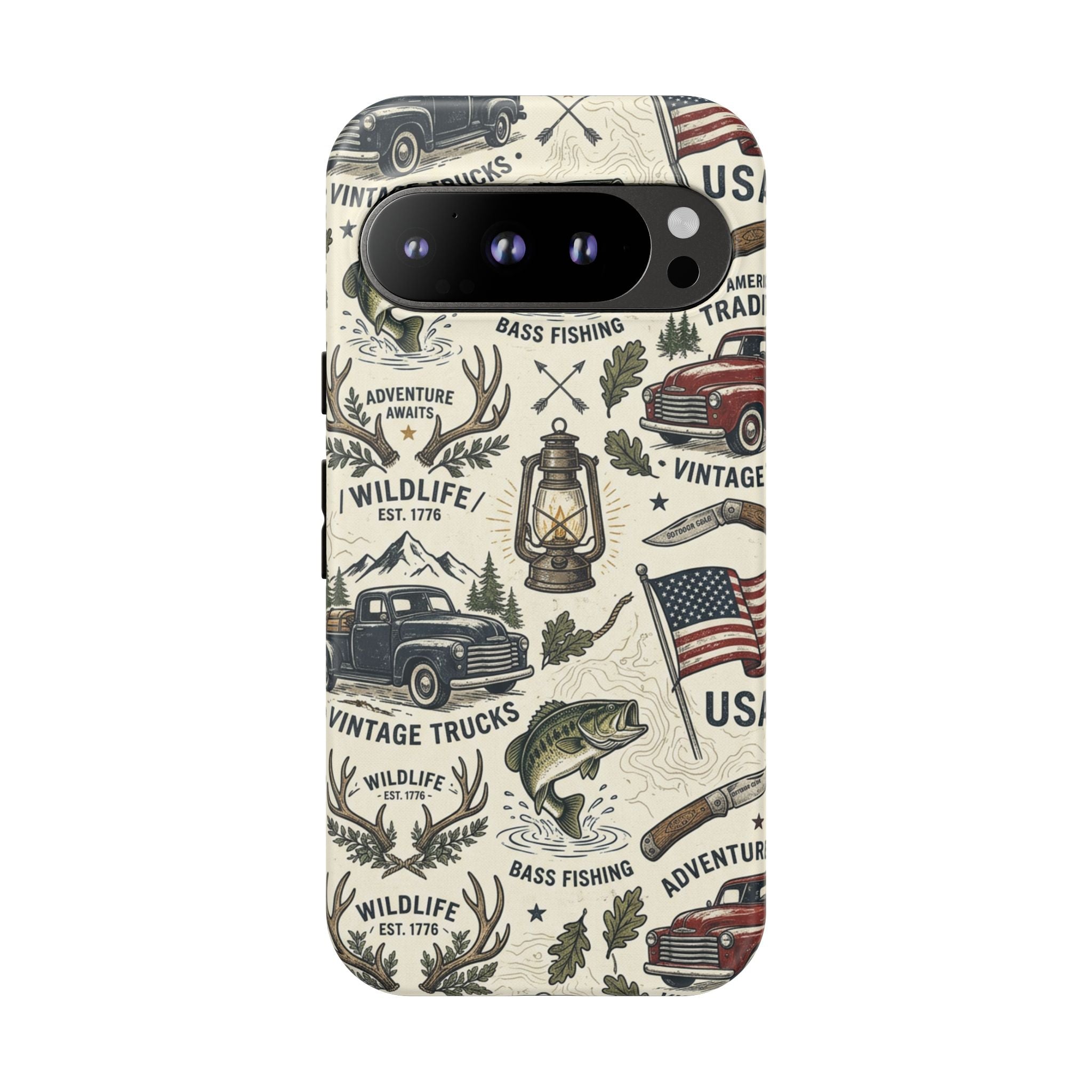 Patriotic Outdoors Phone Case – Bass Fishing & Vintage Americana Case Printify