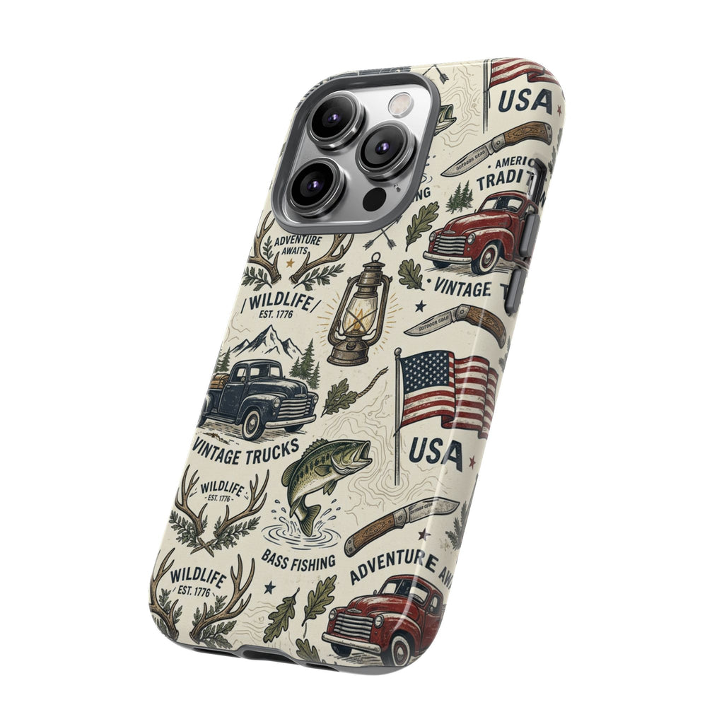 Patriotic Outdoors Phone Case – Bass Fishing & Vintage Americana Case Printify