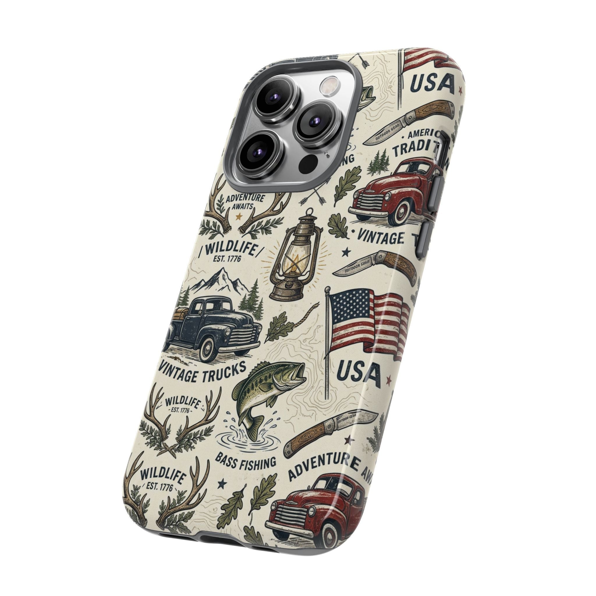 Patriotic Outdoors Phone Case – Bass Fishing & Vintage Americana Case Printify