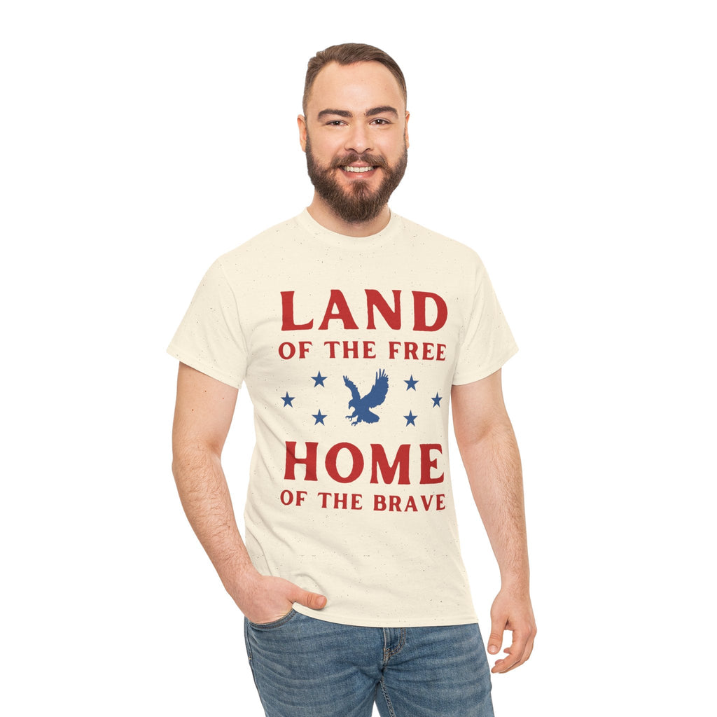 Land of the Free Home of the Brave Eagle Patriotic T-Shirt Printify