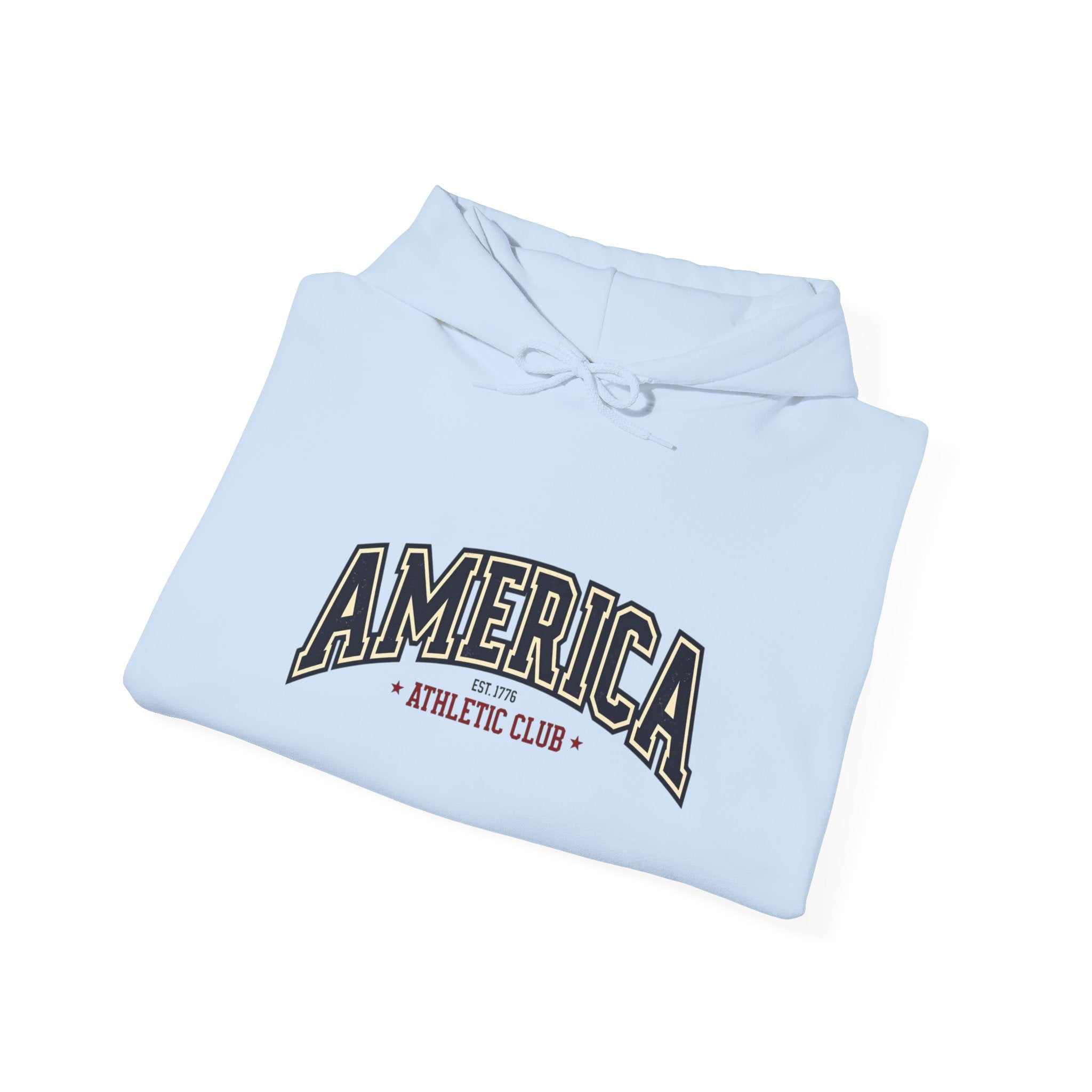 America Athletic Club Heavy Blend Hoodie – Vintage Collegiate Patriotic Sweatshirt Printify