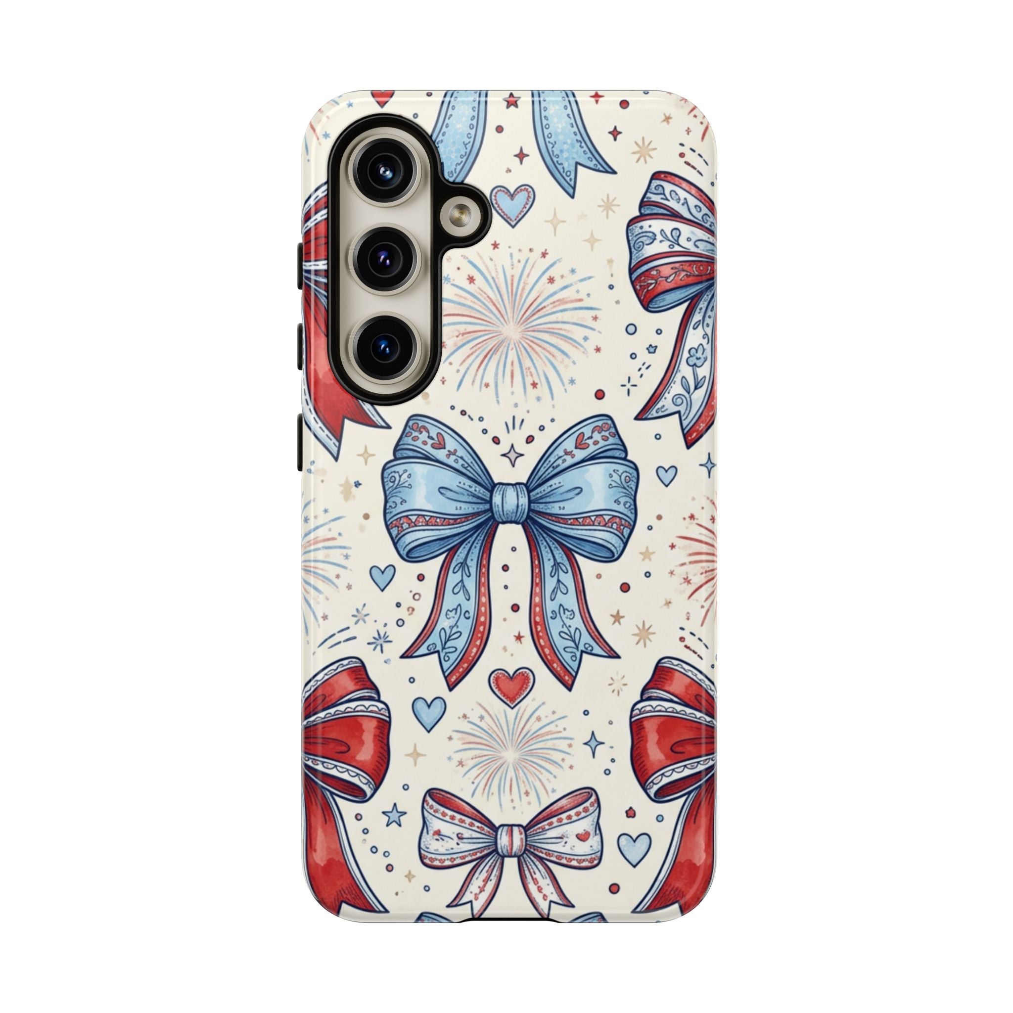Patriotic Coquette Bows Phone Case – Americana Ribbon & Fireworks Design Printify