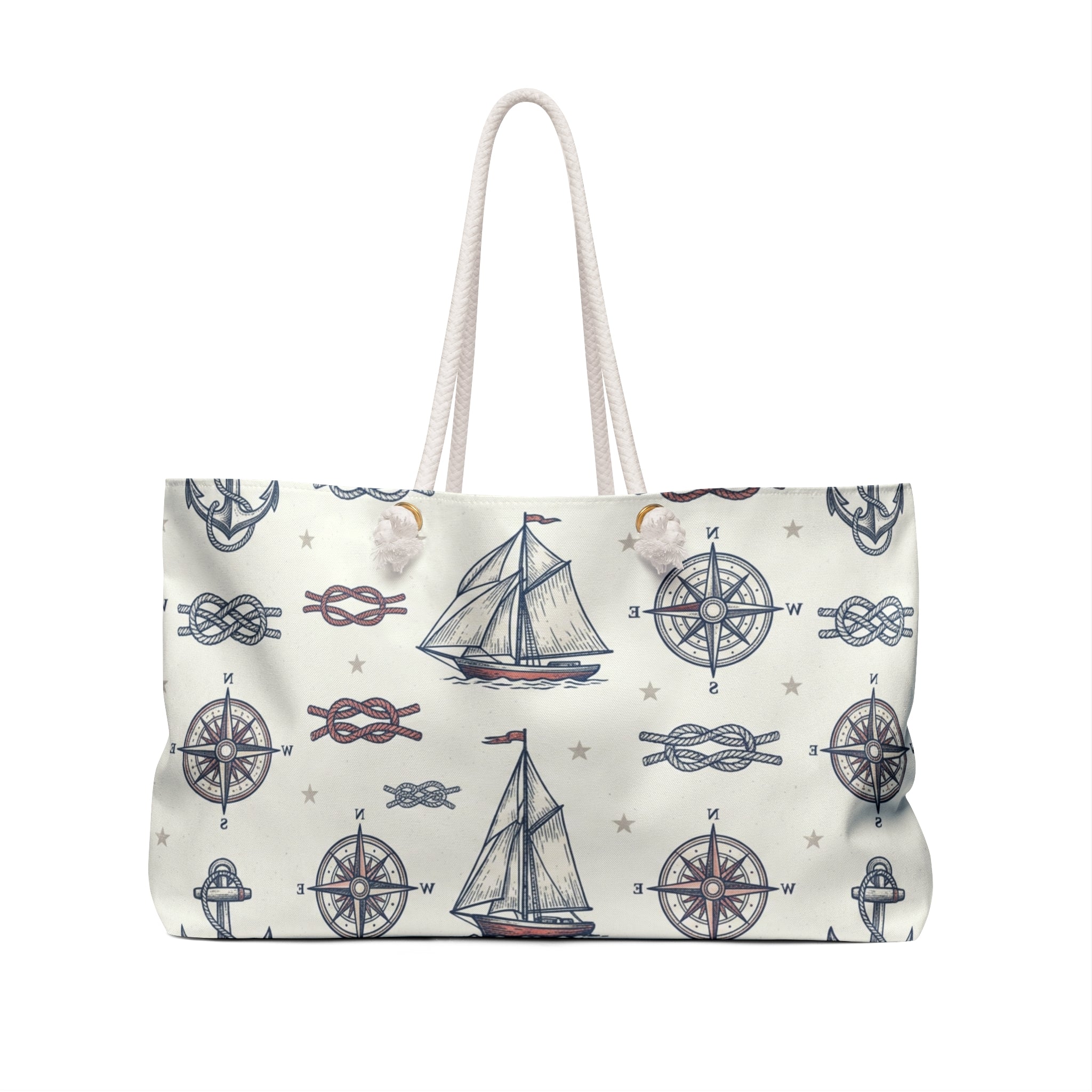 Nautical Compass & Sailboat Weekender Tote Printify