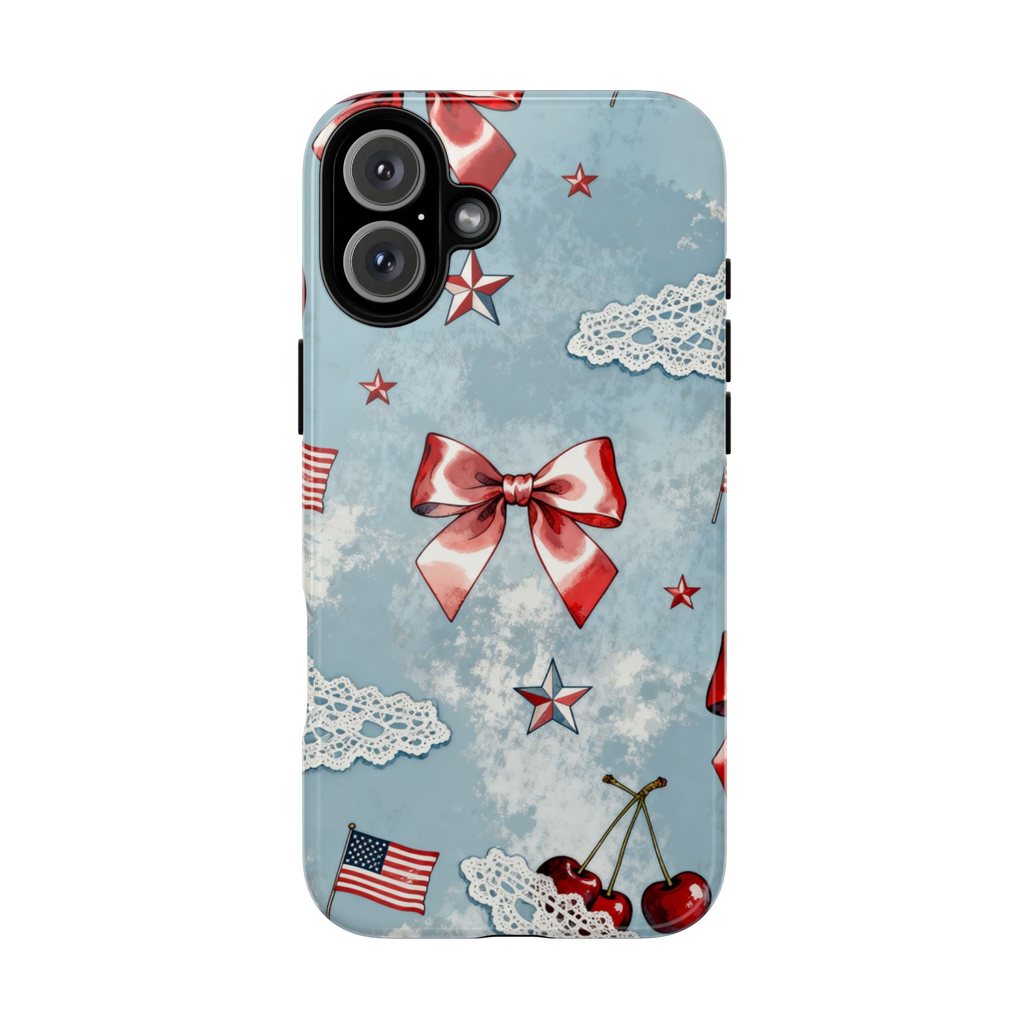 Americana Coquette Cherry Bow Phone Case Printify