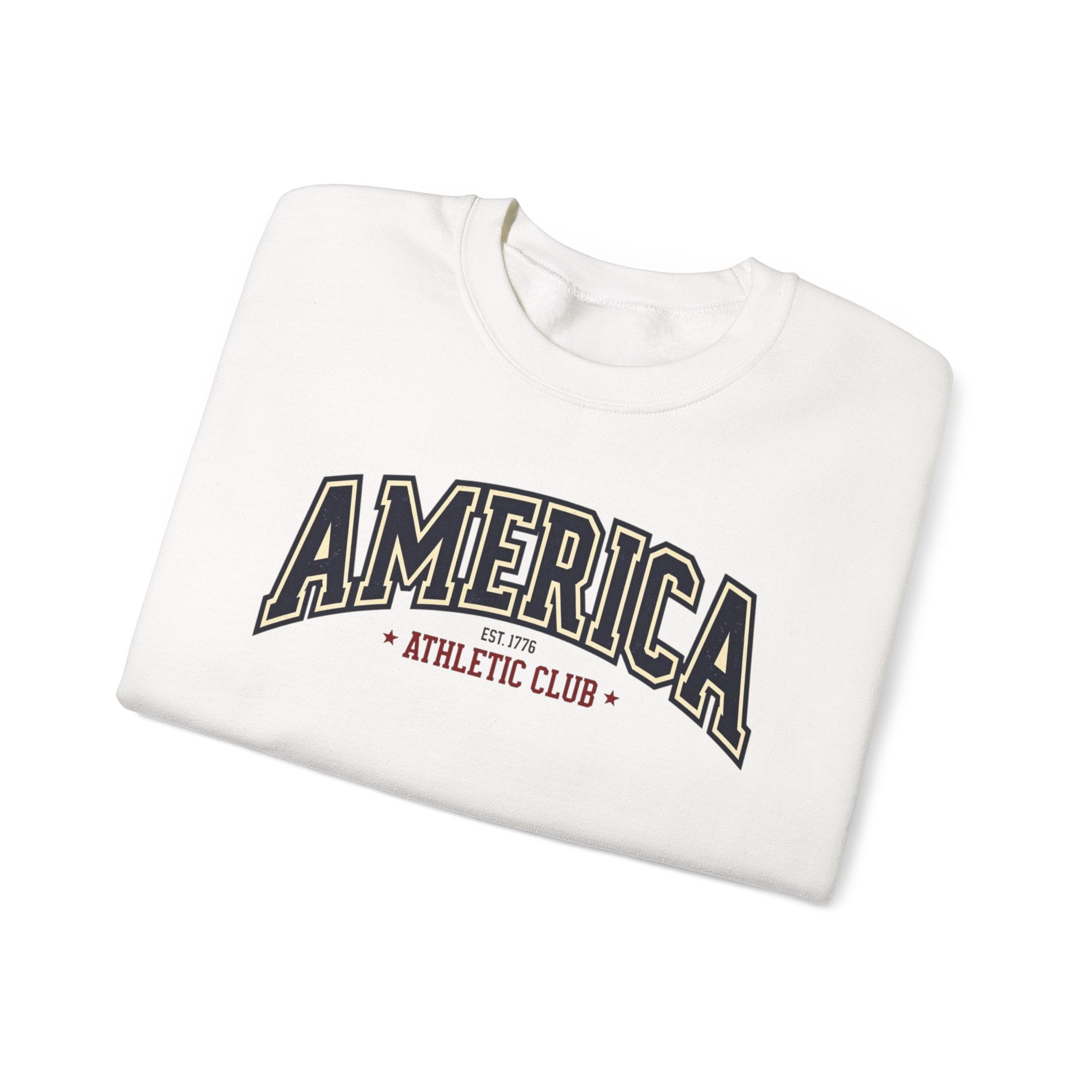 America Athletic Club Crewneck Sweatshirt – Vintage Collegiate Americana Pullover Printify