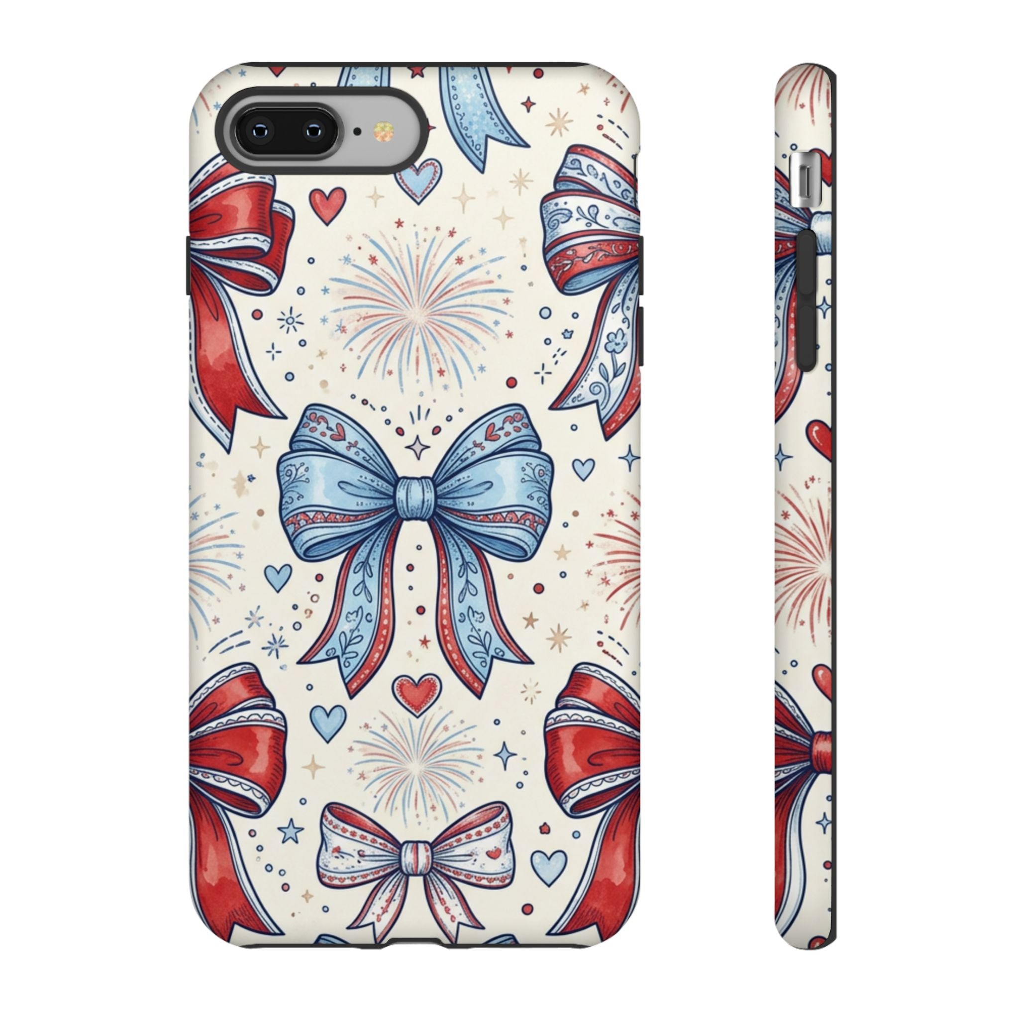 Patriotic Coquette Bows Phone Case – Americana Ribbon & Fireworks Design Printify