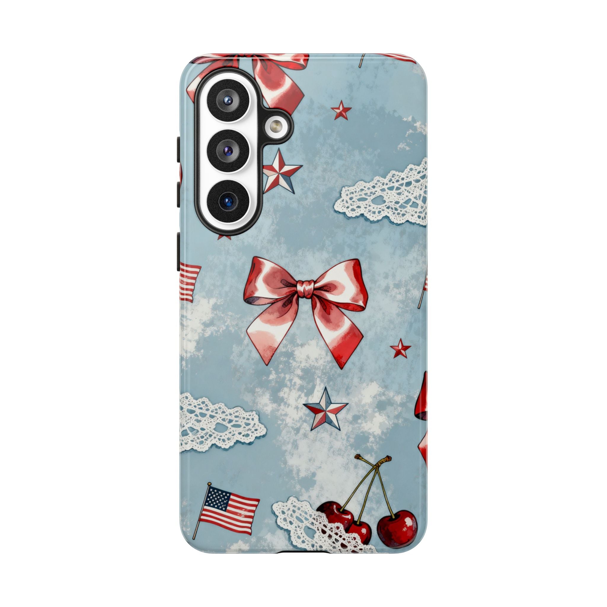 Americana Coquette Cherry Bow Phone Case Printify