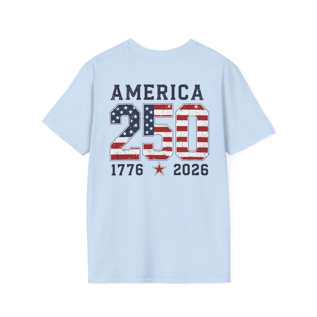 American Flag Pocket T-Shirt — "America's" Small Logo Patriotic Tee Printify