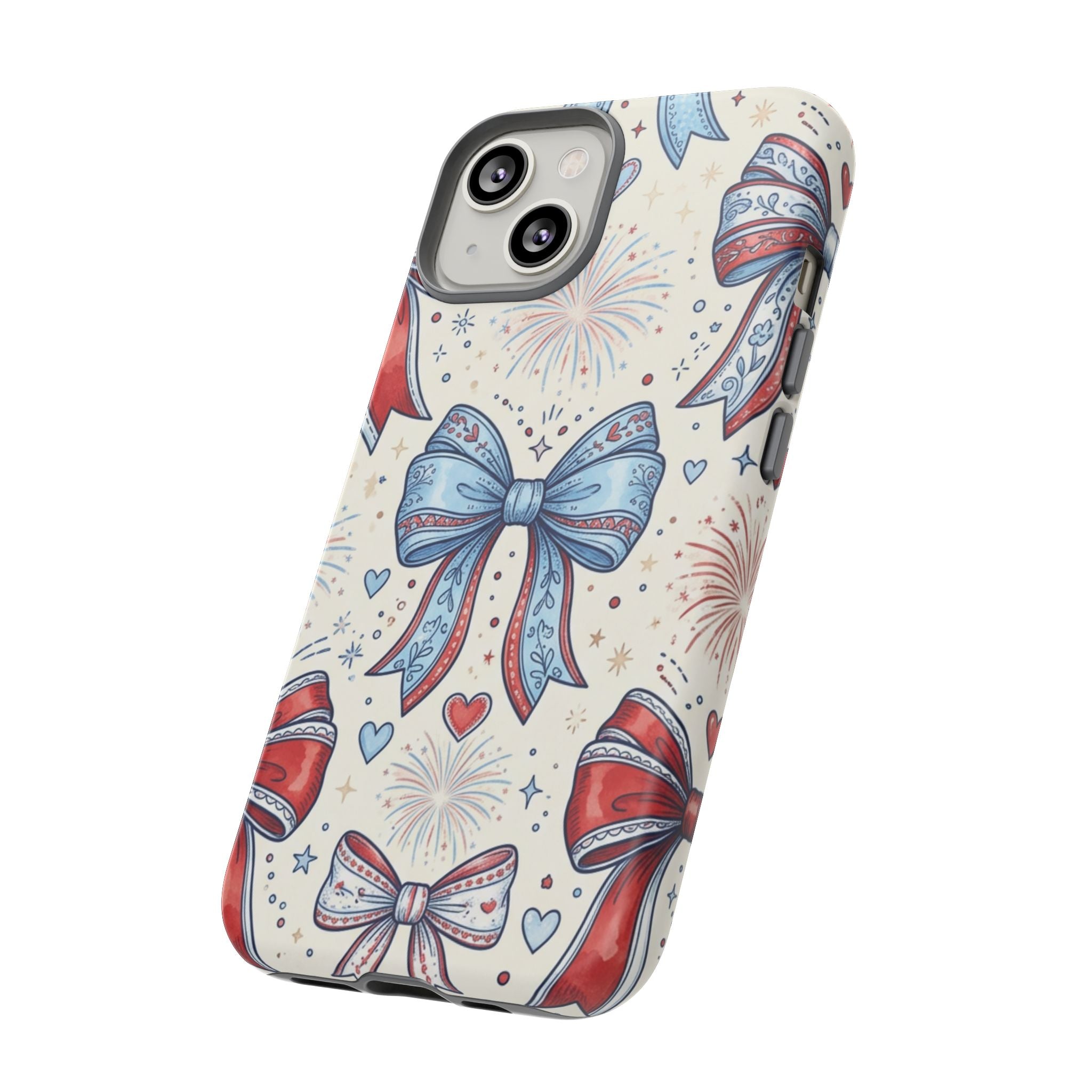 Patriotic Coquette Bows Phone Case – Americana Ribbon & Fireworks Design Printify