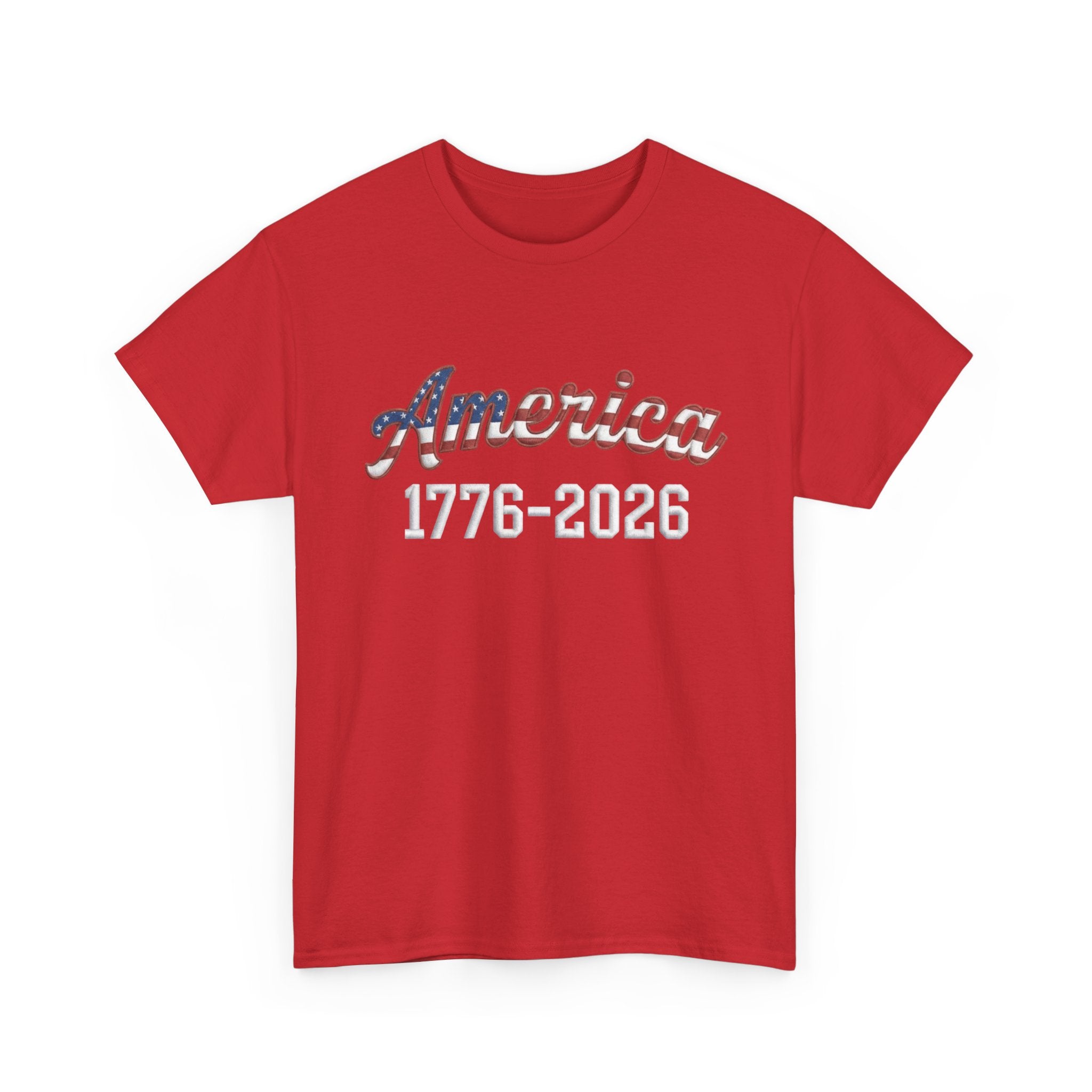 "America 1776–2026" Patriotic Unisex Cotton T-Shirt – Gildan 5000 Heavy Tee