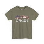 "America 1776–2026" Patriotic Unisex Cotton T-Shirt – Gildan 5000 Heavy Tee FIXED