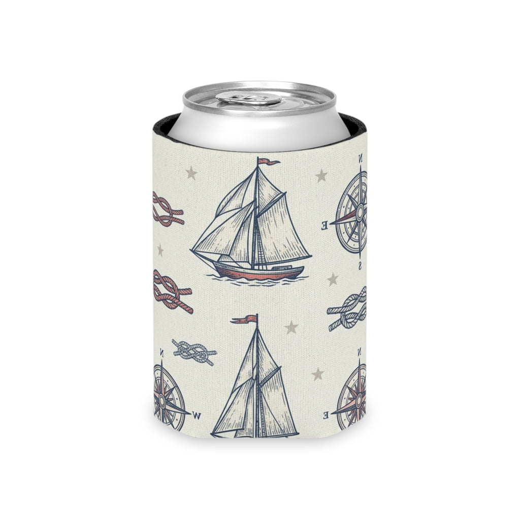 Coastal Nautical Sailboat Can Cooler Printify