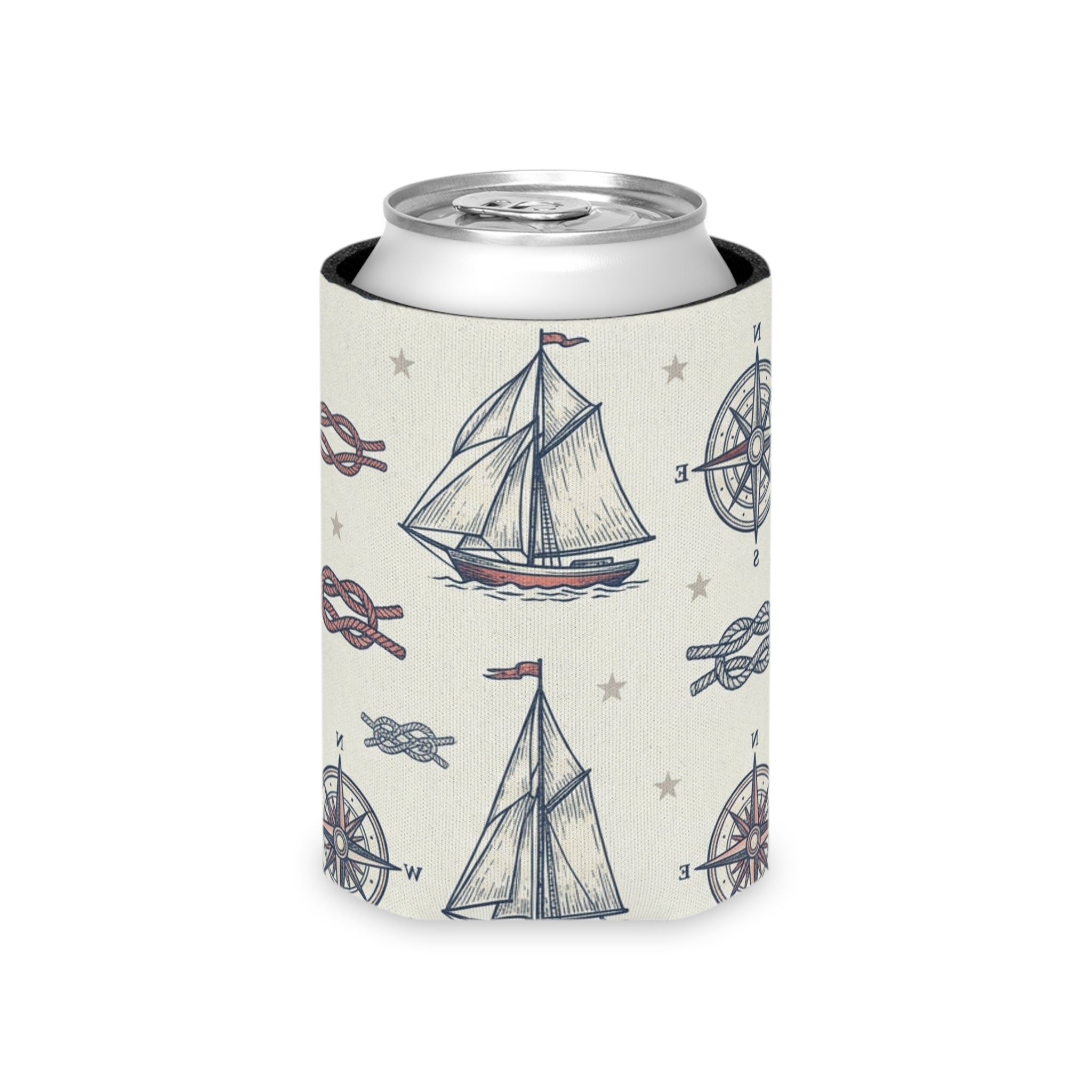 Coastal Nautical Sailboat Can Cooler Printify