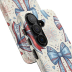 Patriotic Coquette Bows Phone Case – Americana Ribbon & Fireworks Design Printify