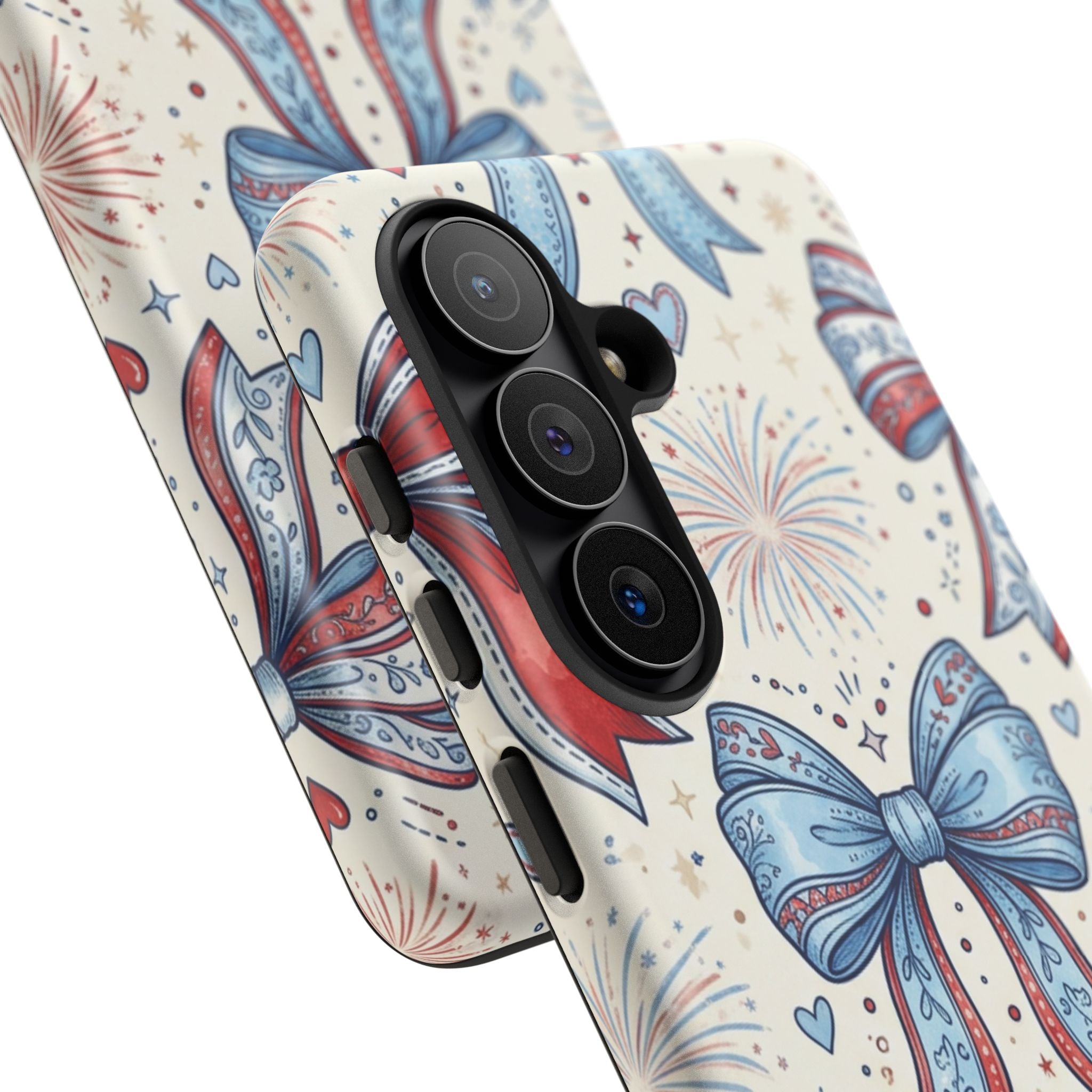 Patriotic Coquette Bows Phone Case – Americana Ribbon & Fireworks Design Printify