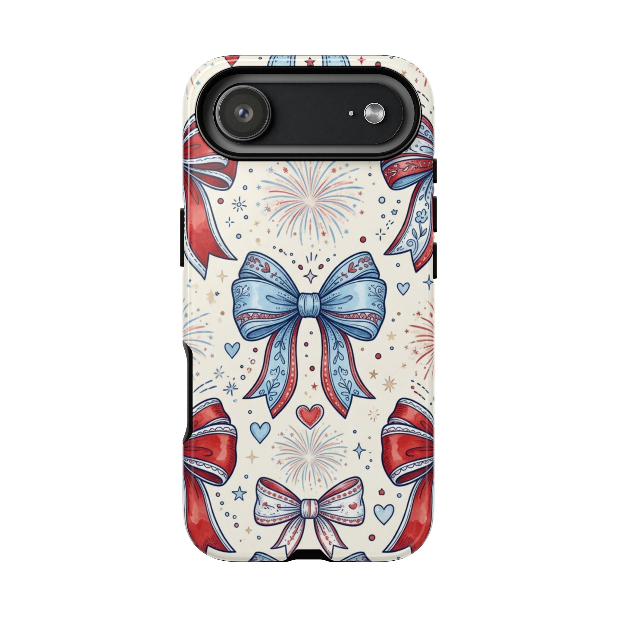 Patriotic Coquette Bows Phone Case – Americana Ribbon & Fireworks Design Printify