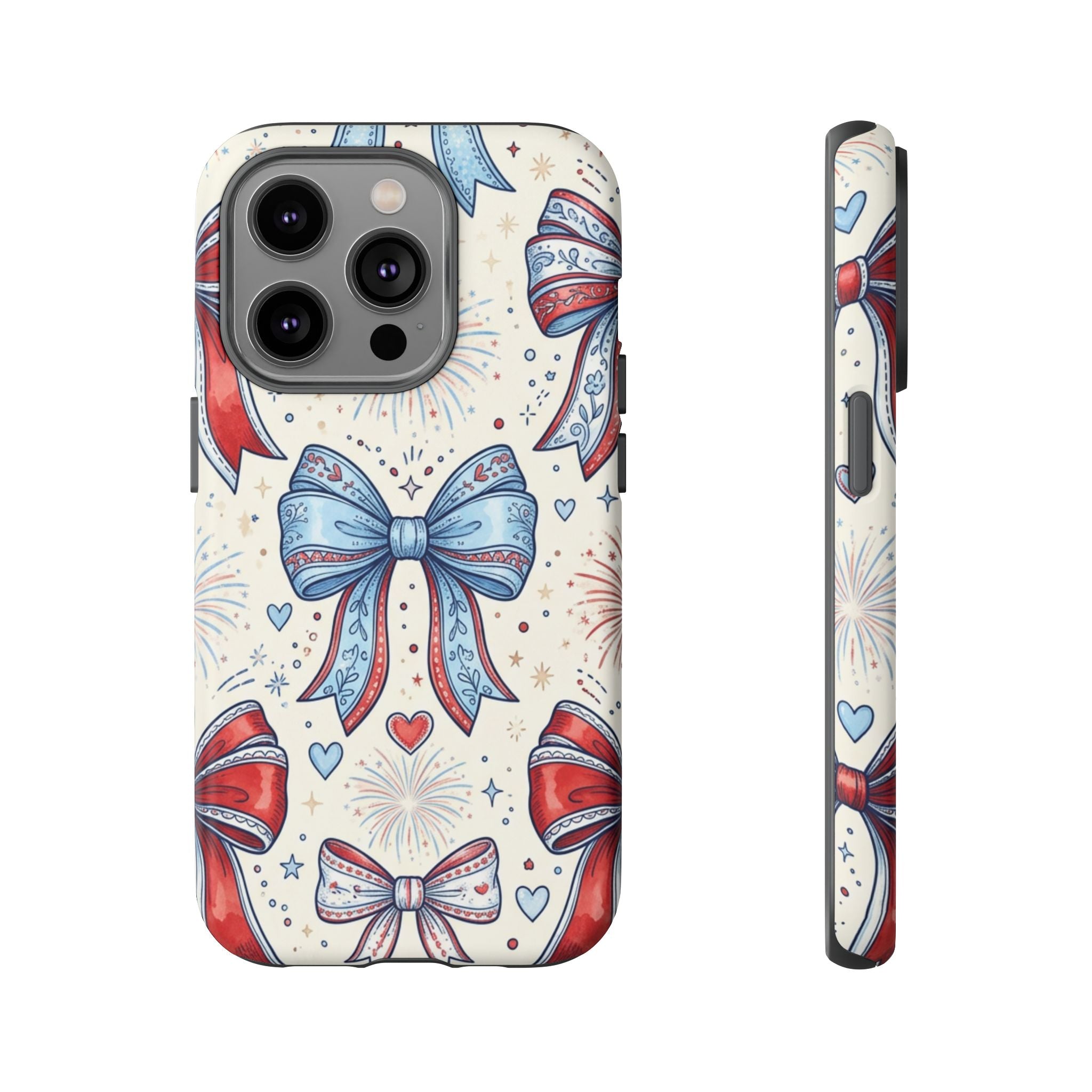 Patriotic Coquette Bows Phone Case – Americana Ribbon & Fireworks Design Printify