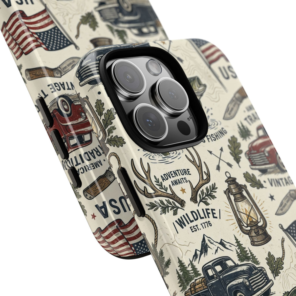 Patriotic Outdoors Phone Case – Bass Fishing & Vintage Americana Case Printify