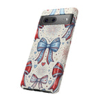 Patriotic Coquette Bows Phone Case – Americana Ribbon & Fireworks Design Printify