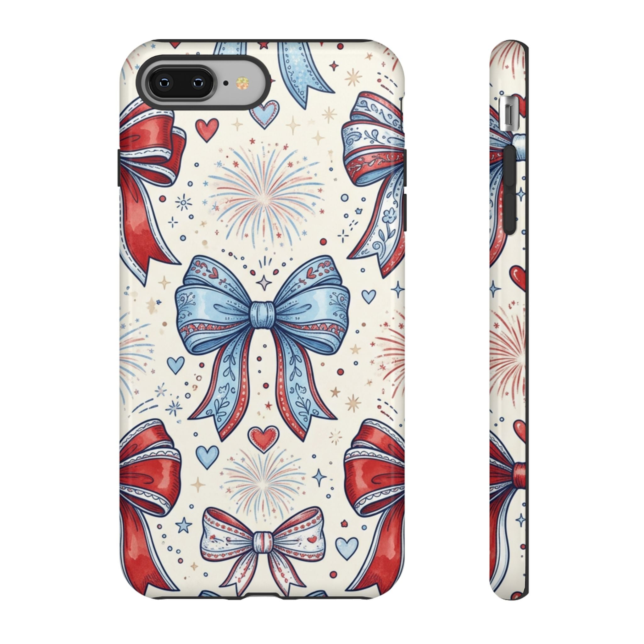 Patriotic Coquette Bows Phone Case – Americana Ribbon & Fireworks Design Printify