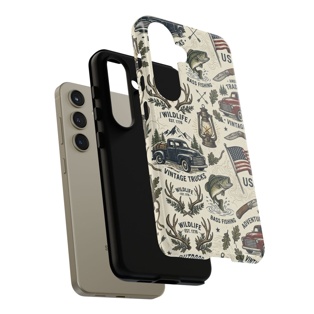 Patriotic Outdoors Phone Case – Bass Fishing & Vintage Americana Case Printify