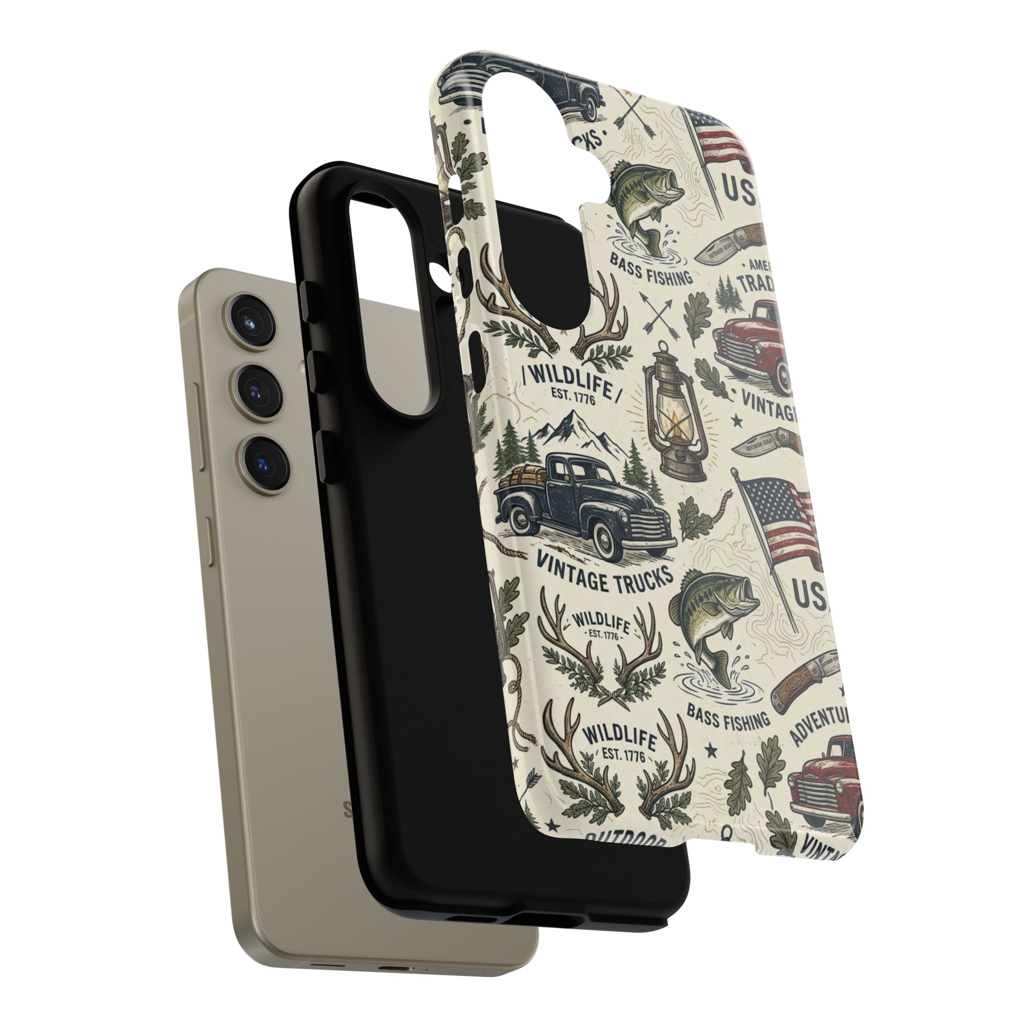 Patriotic Outdoors Phone Case – Bass Fishing & Vintage Americana Case Printify