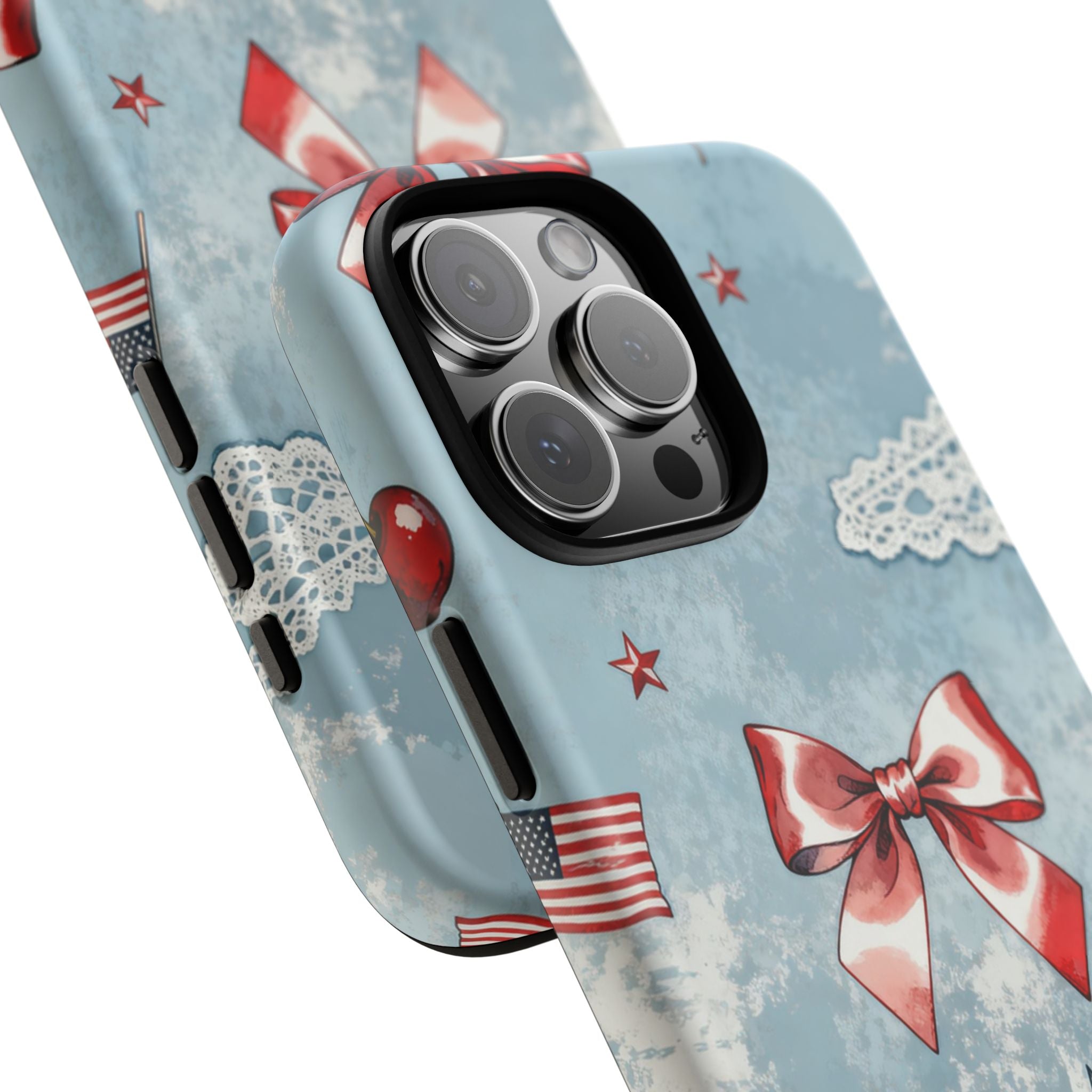 Americana Coquette Cherry Bow Phone Case Printify