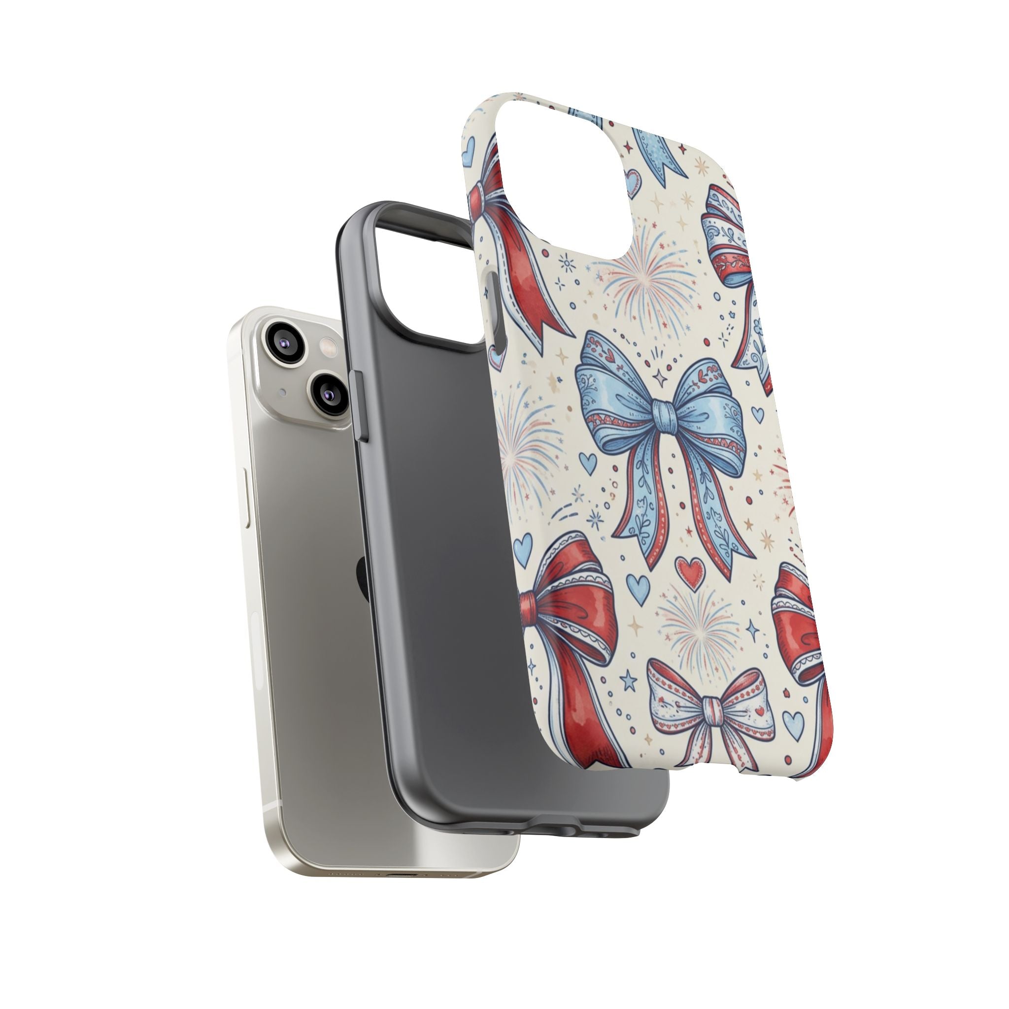 Patriotic Coquette Bows Phone Case – Americana Ribbon & Fireworks Design Printify