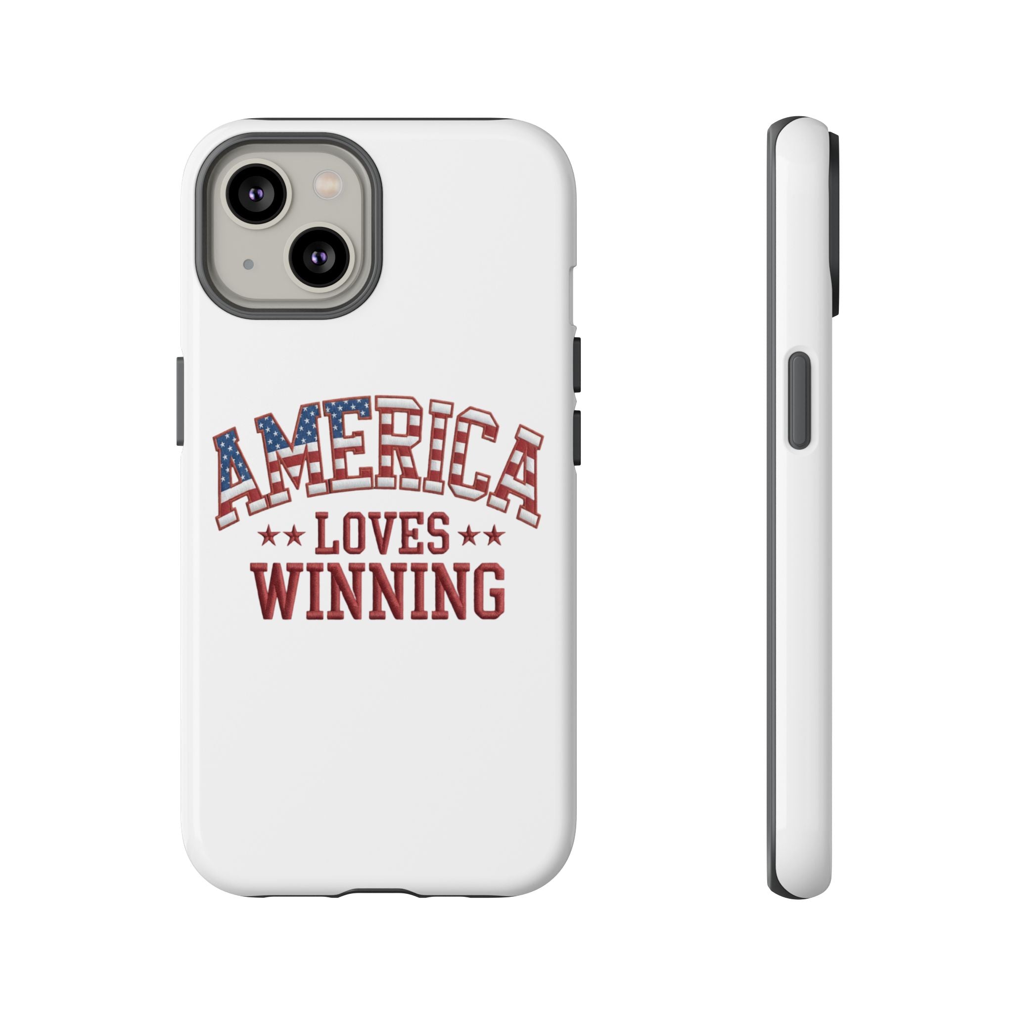 America Loves Winning Patriotic Phone Case – Tough Dual Layer iPhone & Samsung Galaxy S26 Case
