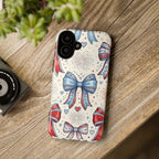 Patriotic Coquette Bows Phone Case – Americana Ribbon & Fireworks Design Printify
