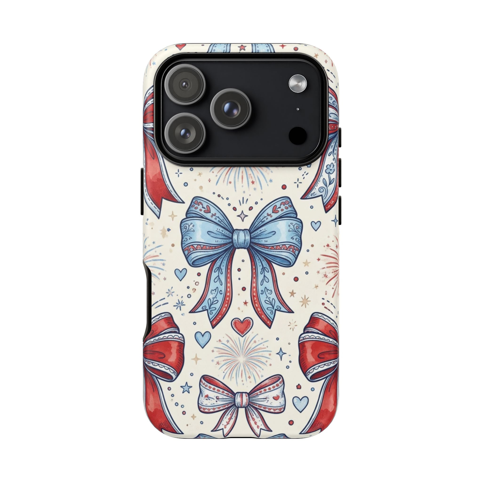 Patriotic Coquette Bows Phone Case – Americana Ribbon & Fireworks Design Printify