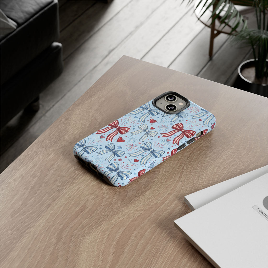 Patriotic Coquette Bows & Fireworks Phone Case Printify