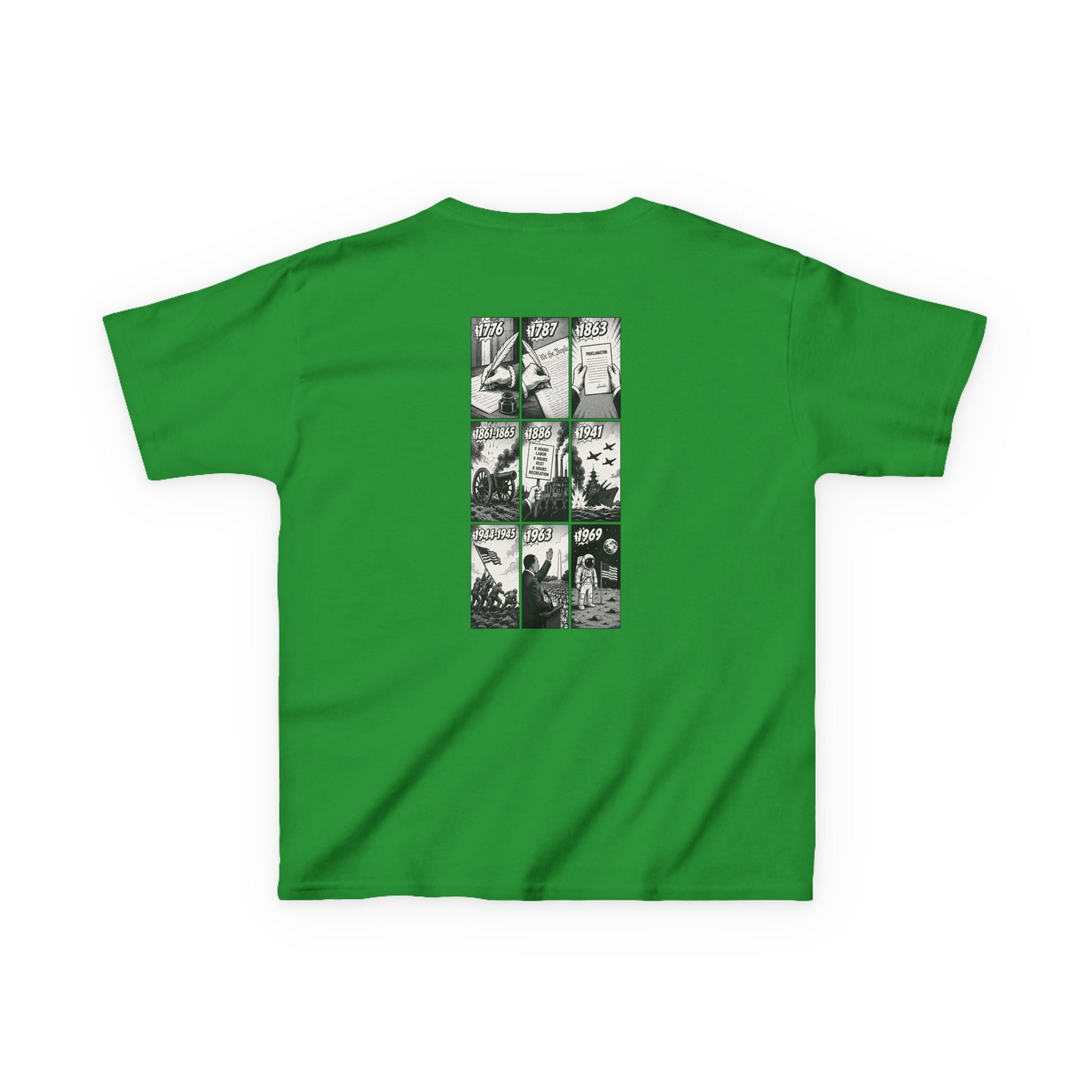 America Comic Book History Kids Tee Printify